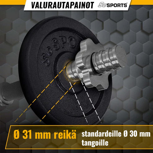 Valurautaiset levypainot 30/31 mm, 20–120 kg