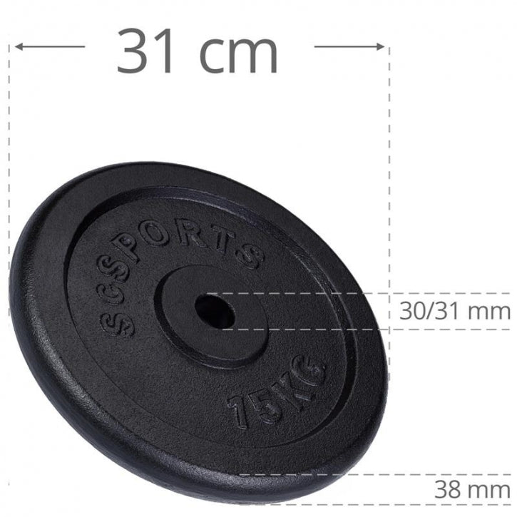 ScSPORTS levypainot 2 x 15 kg, 30 mm