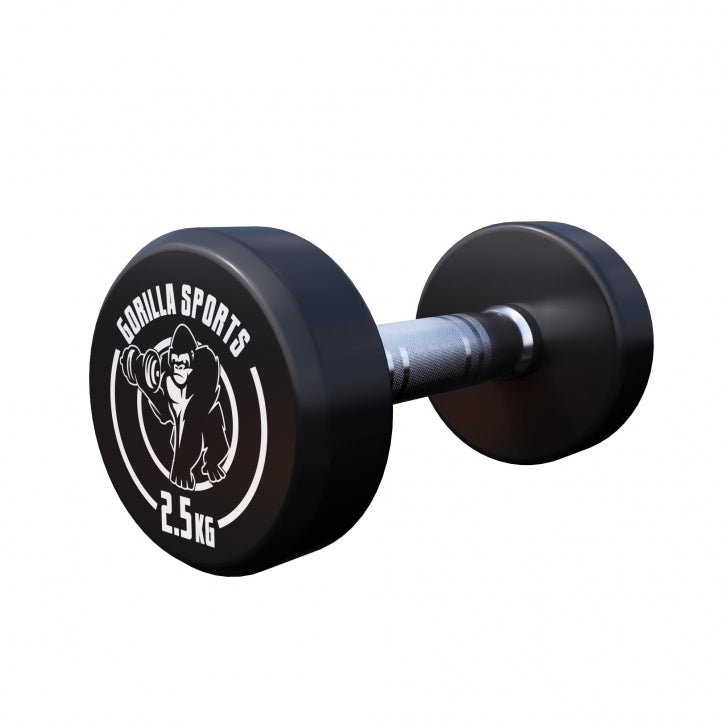 Pro kiinteä käsipainopari, kumipinnoitettu, 2,5–15 kg