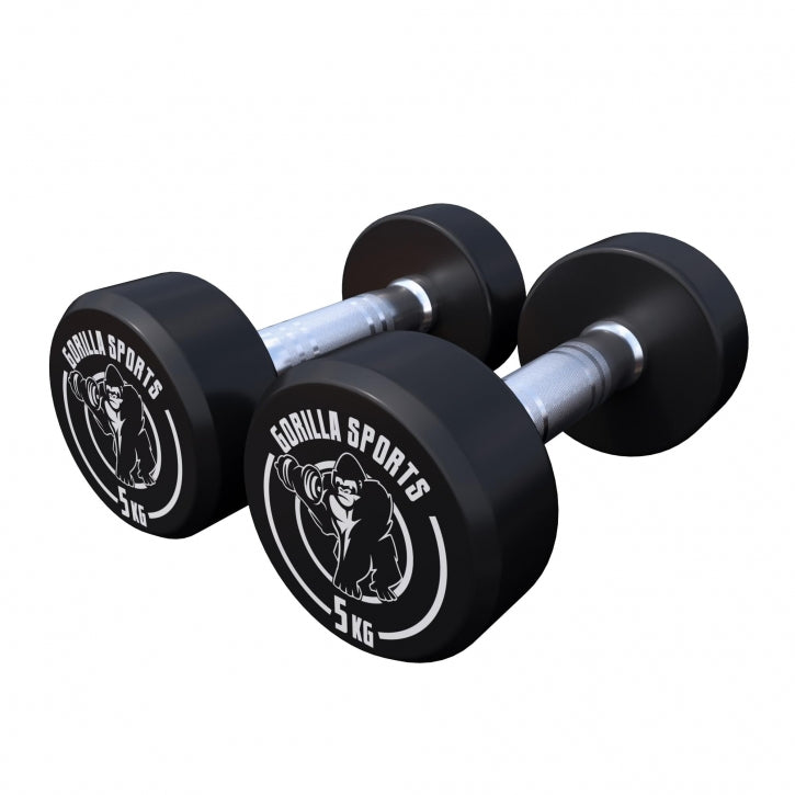 Pro kiinteä käsipainopari, kumipinnoitettu, 2,5–15 kg