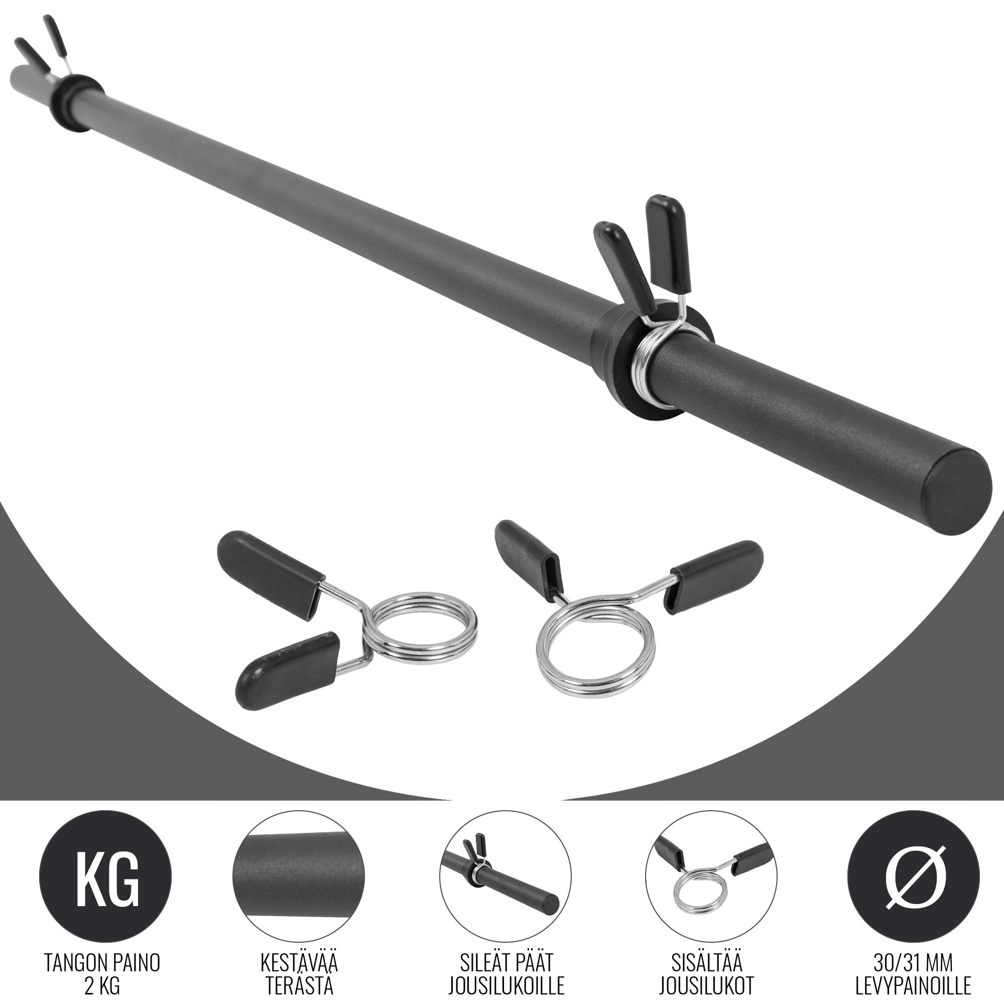 Aerobic-/pump-tanko 130 cm – jousilukoilla, musta