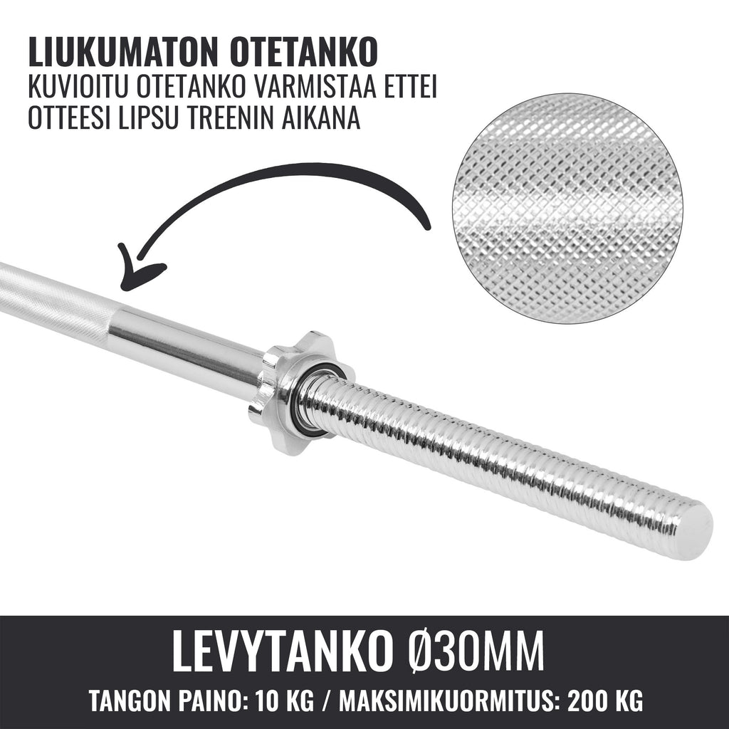 Suora levytanko 170 cm kierrelukoilla