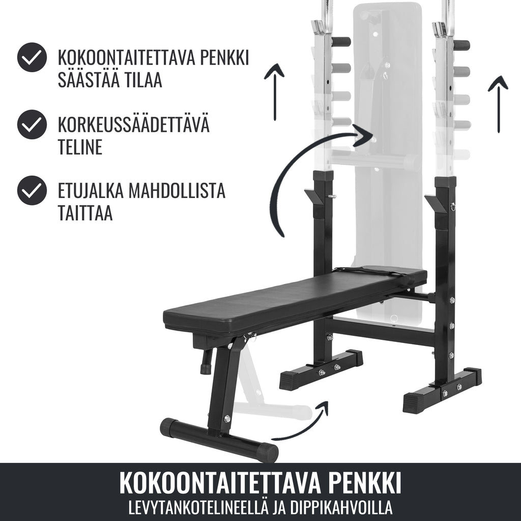 Säädettävä painonnostopenkki ja levytankosarja 100 kg