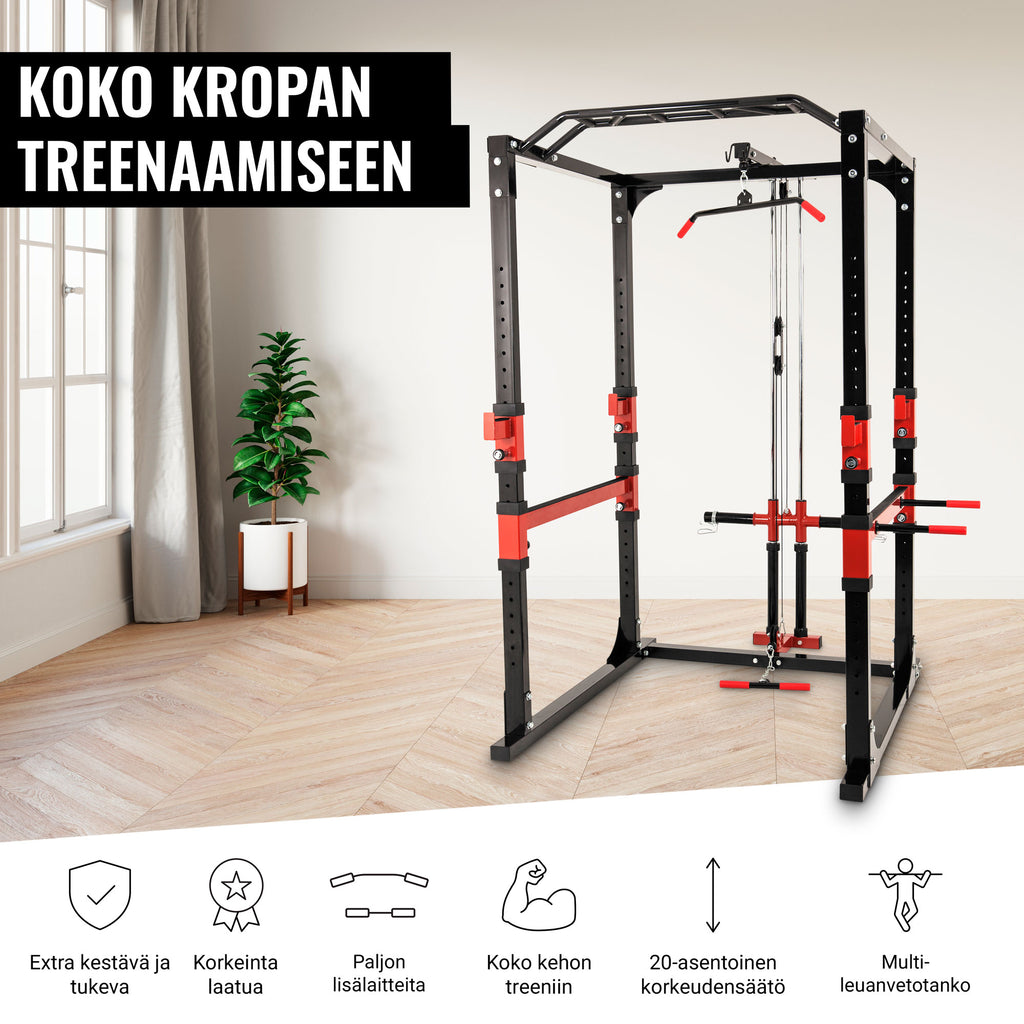 Power Rack kyykkyhäkki ala- ja ylätaljalla