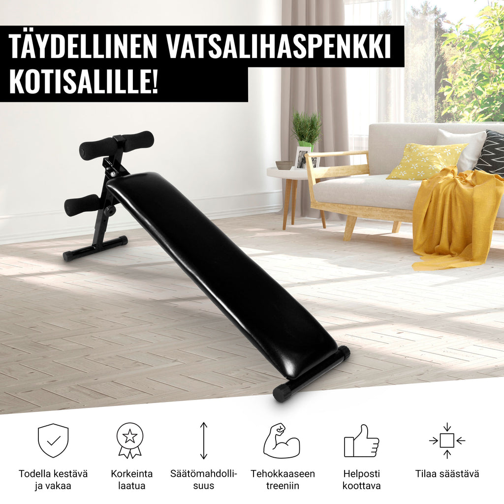 Säädettävä vatsalihaspenkki pehmusteella, musta