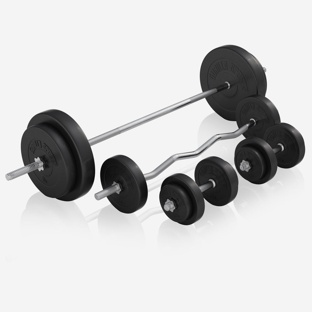Säädettävä painonnostopenkki + 100 kg levytankosarja, Black Edition