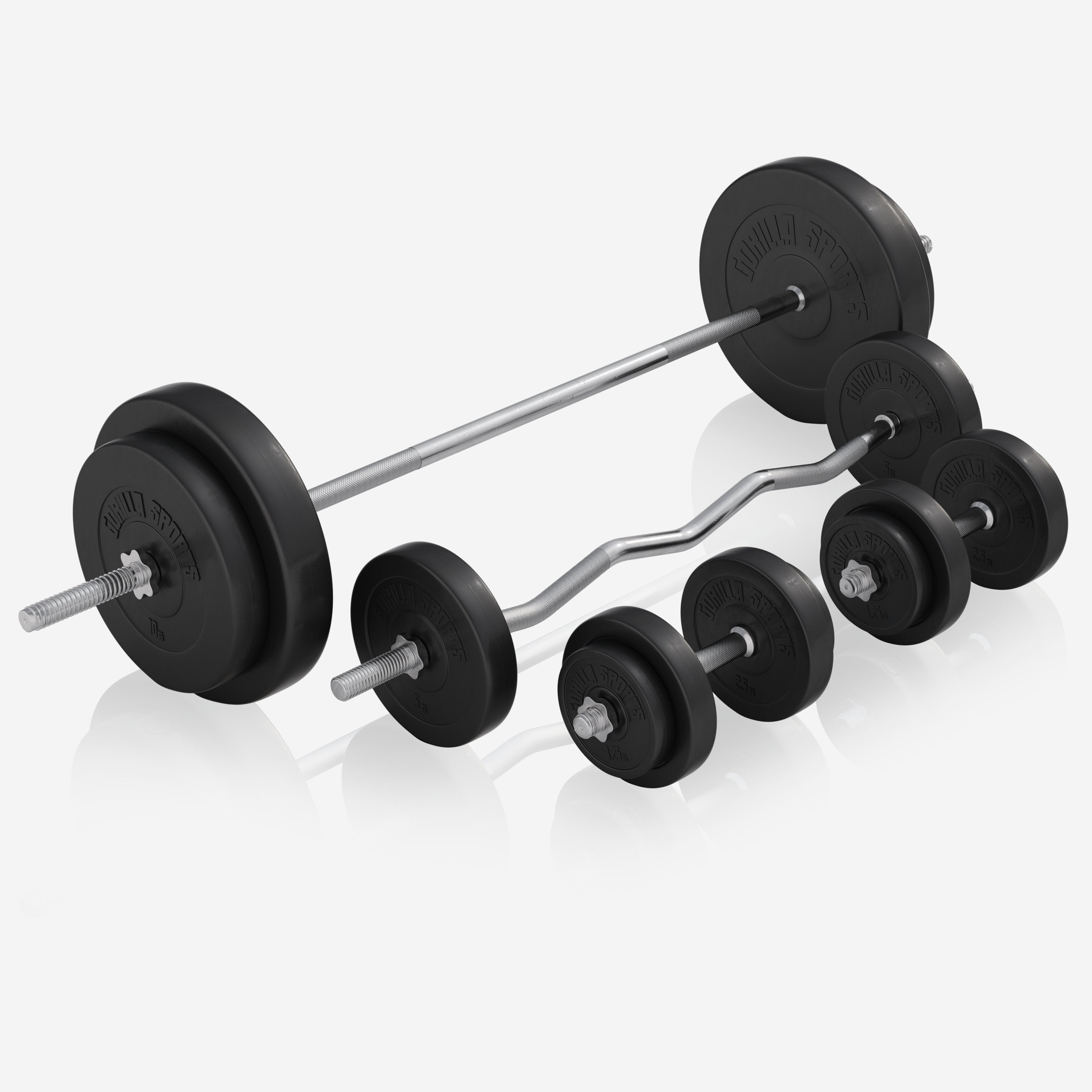 Säädettävä painonnostopenkki + 100 kg levytankosarja, Black Edition