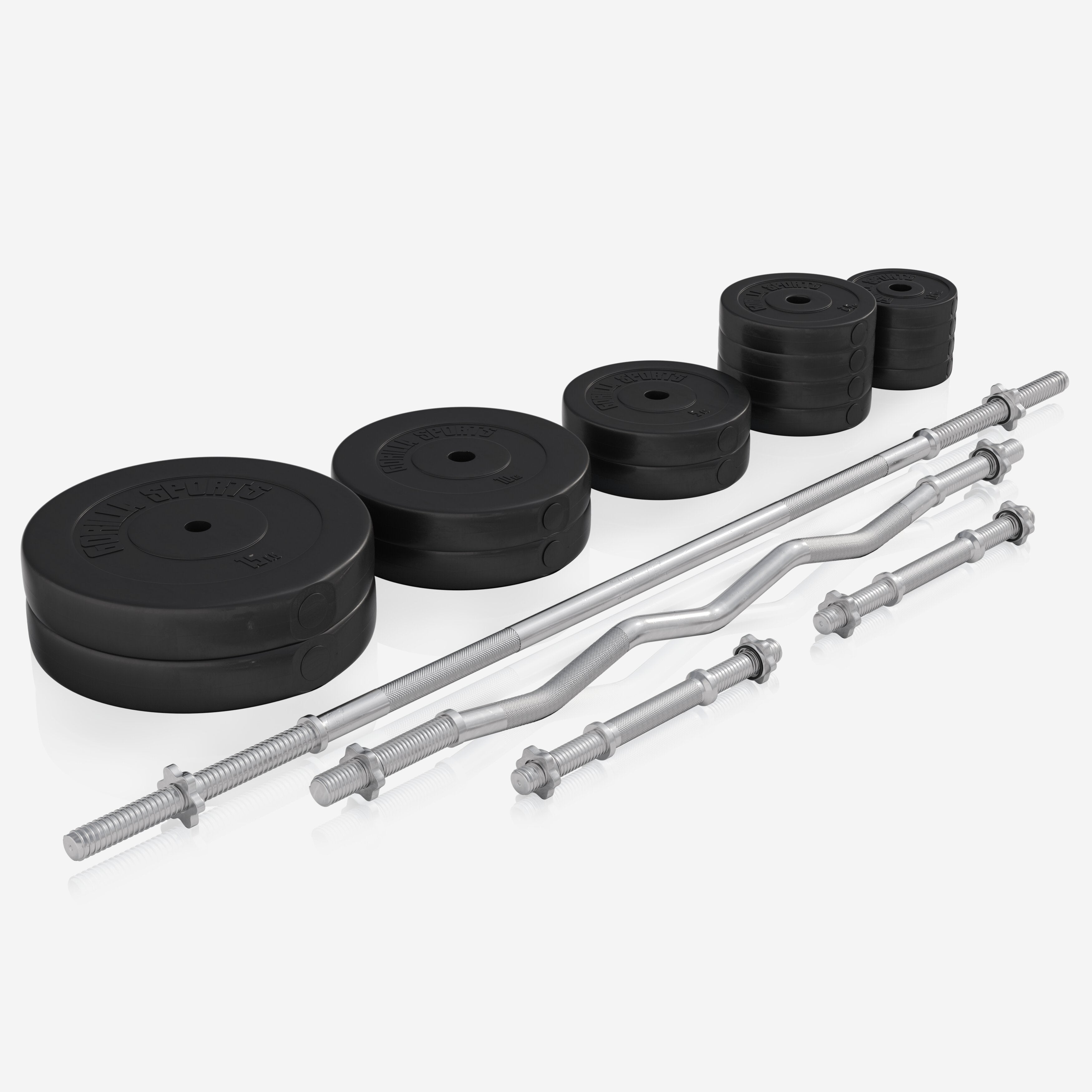 Säädettävä painonnostopenkki + 100 kg levytankosarja, Black Edition