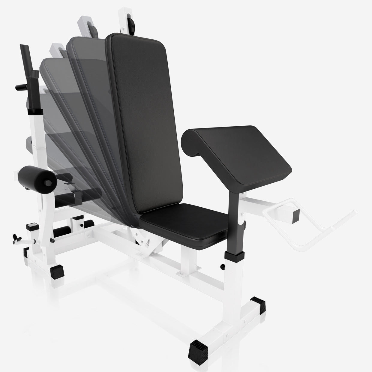 Säädettävä monitoimipenkki max 280 kg, valkoinen