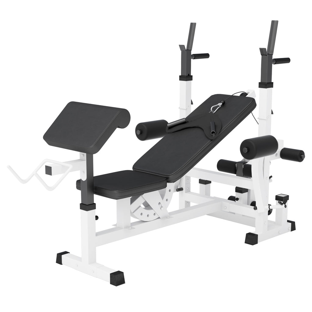 Säädettävä monitoimipenkki max 280 kg, valkoinen