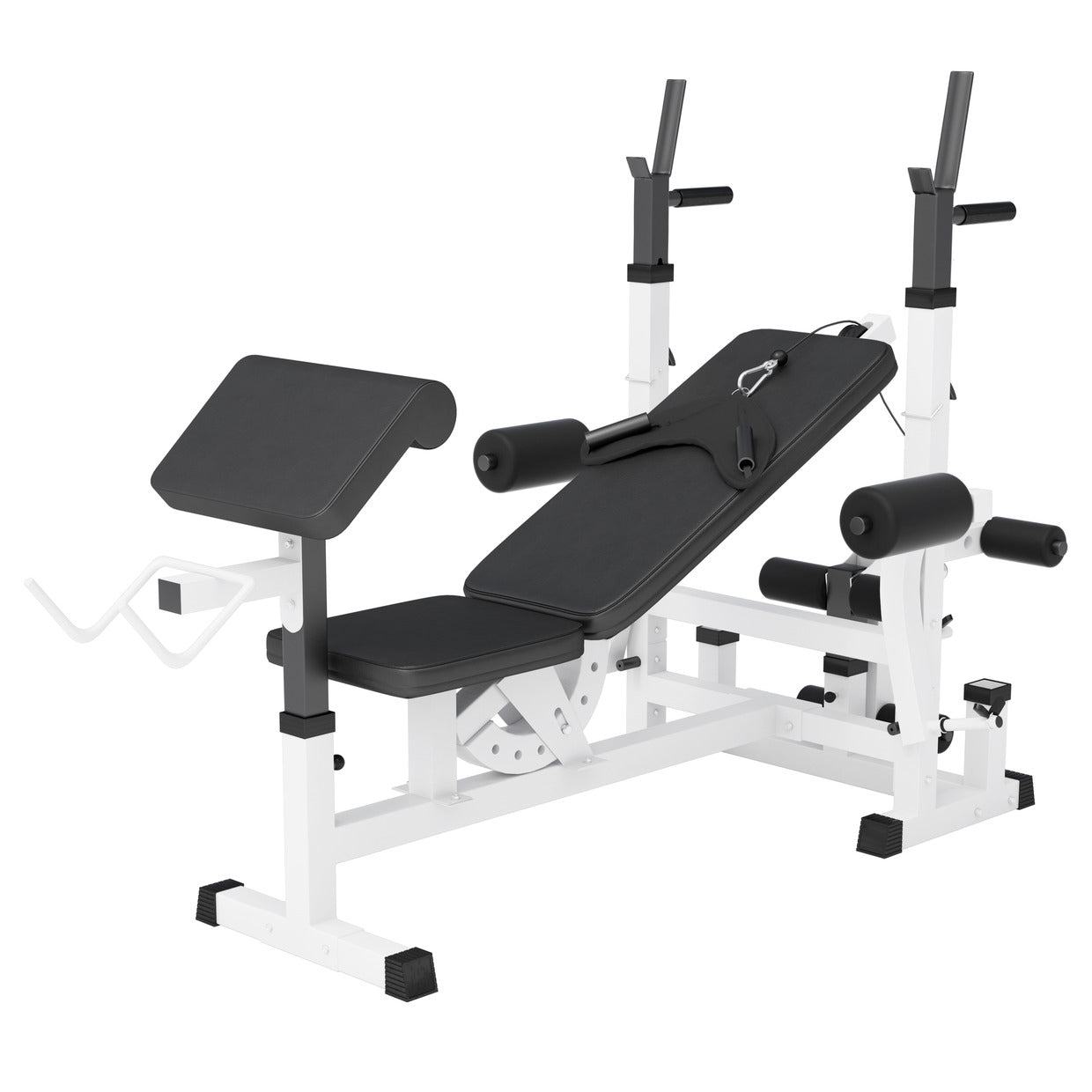 Säädettävä monitoimipenkki max 280 kg, valkoinen