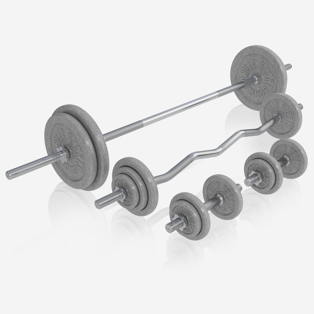 Monitoiminen treeniasema + levytankosarja 108 kg