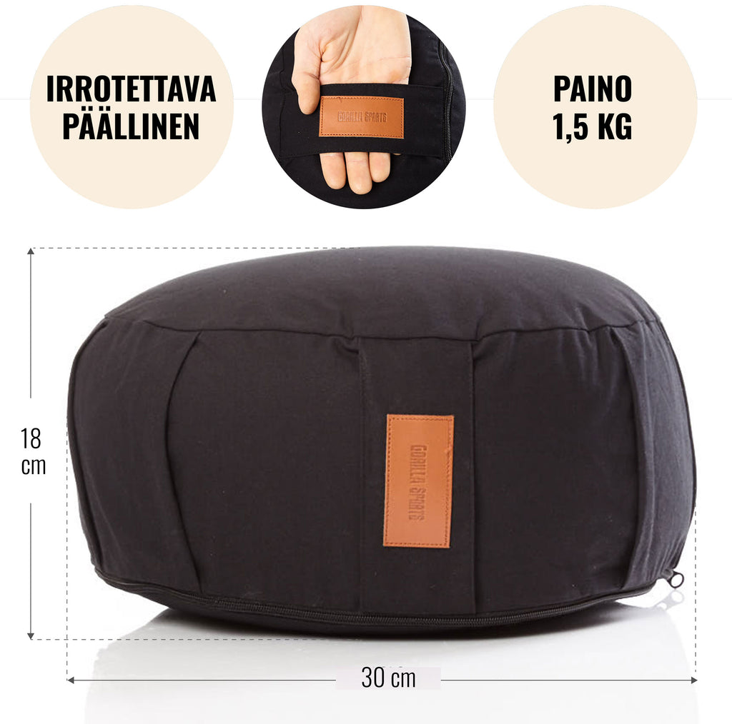 Puuvillainen joogatyyny 34 x 18 cm, keltainen